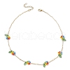 Rainbow Color Glass Beaded Flower Necklaces NJEW-TA00173-02-4