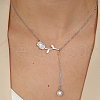 Elegant Stainless Steel Tulip Flower Link Chain Imitation Pearl Tassel Necklaces for Women's Daily Wear TI9112-2-3