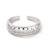 Clear Cubic Zirconia Hollow Out Heart Open Cuff Ring RJEW-E072-05P-2