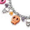 Halloween Skull Dyed Synthetic Turquoise Charm Bracelets BJEW-TA00505-3