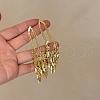 Alloy Leaf Tassel Dangle Stud Earrings for Women EJEW-G435-02G-1