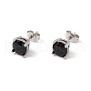 6 Pairs Cubic Zirconia Flat Round Stud Earrings EJEW-G291-04A-M-3