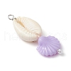 Natural Cowrie Shell & Plastic Shell Shape Pendants PALLOY-JF03808-4