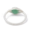 Horse Eye Natural Green Aventurine & Tiger Eye & Amethyst & Rose Quartz & Synthetic Turquoise Finger Rings RJEW-JR00842-02-5