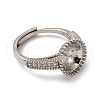 Round Brass Micro Pave Clear Cubic Zirconia Adjustable Ring Settings KK-D378-35P-3