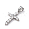 304 Stainless Steel Cubic Zirconia Pendants STAS-C102-01C-P-2