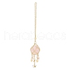 Natural Rose Quartz with Rack Plating Brass Pendants Decorations AJEW-B023-01G-06-1