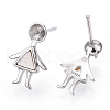 Rhodium Plated 925 Sterling Silver Stud Earring Findings STER-T004-39P-1