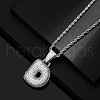 Brass Micro Pave Clear Cubic Zirconia Chunky Initial Pendant Necklaces WG24EA8-04-1