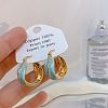 Brass Enamel Hoop Earrings EJEW-P308-06G-1