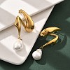304 Stainless Steel Shell Pearl Stud Earrings for Women EJEW-U051-07G-3
