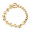 304 Stainless Steel Ball Chain & Cuban Link Chain Bracelets for Women BJEW-V011-02G-1