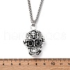 Skull Zinc Alloy Jet Rhinestone Pendant Necklaces NJEW-Z062-02AS-5