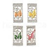 Brass Crystal Rhinestone Rectangle with Leaf Multi-Strands Links KK-P306-16P-1