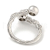 Rack Plating Brass Micro Pave Cubic Zirconia Round Open Cuff Rings for Women RJEW-I104-03P-3