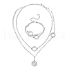 Tarnish Resistant 304 Stainless Steel Ring Link Chain Double Layer Necklaces & Bracelets Sets SJEW-JS01324-2