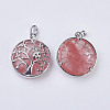 Cherry Quartz Glass Pendants G-K234-E10-2