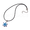 Glass Seed Beads & Polymer Clay & Evil Eye Lampwork Snowflake Pendant Necklaces NJEW-MZ00102-03-4