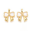 Brass Pave Natural Shell Pendants KK-N257-49G-1