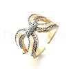 Brass Micro Pave Cubic Zirconia Cuff Rings RJEW-V007-03GP-4