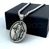 Greek Mythology Retro Stainless Steel Religion Oval with Jesus Pendant Necklaces for Men YI8638-3
