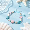 Synthetic Turquoise & Natural Freshwater Shell Beads Braided Bead Bracelets for Women BJEW-JB12023-1