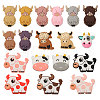 CHGCRAFT 18Pcs 18 Styles Cow/Cattle Food Grade Silicone Focal Beads SIL-CA0002-86-8
