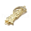 Brass Clear Cubic Zirconia Grim Reaper Connector Charms KK-C090-36G-01-2