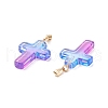 Two Tone Transparent Glass Pendants GLAA-A004-02F-4