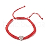 Heart Brass Micro Pave Cubic Zirconia Braided Bead Bracelets Set for Teen Girl Women BJEW-JB07044-5
