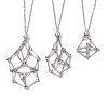 3 Pcs 201 Stainless Steel Crystal Stone Cage Pendant Necklaces NJEW-JN04749-1