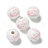 Printed Wood European Beads WOOD-G022-20H-1