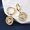 Heart with Flat Round Brass Micro Pave Clear Cubic Zirconia Hoop Earrings KK-D363-11A-G-1