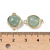 Brass Pave Natural Green Aventurine Faceted Flat Round Connector Charms G-U028-04G-08-3