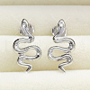 S925 Sterling Silver Clear Cubic Zirconia Snake Stud Earrings QQ4809-3