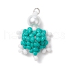 7Pcs 7 Colors Handmade Glass Seed Beaded Tortoise Pendants PALLOY-CJ00103-3