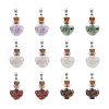 12Pcs 6 Styles Natural Mixed Gemstone Chip Heart Glass Bottle Pendants PALLOY-UN00001-1