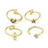 Rack Plating Brass Micro Pave Cubic Zirconia Cuff Rings RJEW-H228-05G-1