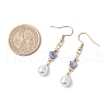 Flower with Teardrop 304 Stainless Steel ABS Plastic Imitation Pearl Dangle Earrings EJEW-JE06419-3