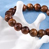 Wood Round Beads Stretch Bracelets for Men Women BJEW-U041-01-3