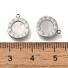 304 Stainless Steel Pave Natural Shell Flat Round Charms STAS-S148-02P-3
