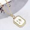 Brass Micro Pave Clear Cubic Zirconia Enamel Rectangle Pendant Necklaces for Women NJEW-S449-03A-G-2