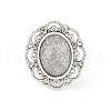 Vintage Adjustable Iron Flower Finger Ring Components Alloy Cabochon Bezel Settings X-PALLOY-O036-19AS-3