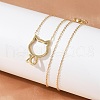 304 Stainless Steel Cat Outline Pendant Necklaces for Women NJEW-F339-03G-4