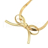 Ion Plating(IP) 304 Stainless Steel Flat Snake Chain Bowknot Pendant Necklaces NJEW-Z041-07G-2