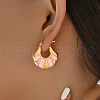 Fashionable Delicate Simple Color Block Fan-shaped Stainless Steel Hoop Earrings for Women LW7077-1-1