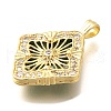 Brass Micro Pave Cubic Zirconia Acrylic Pendants ZIRC-D275-02G-01-2