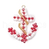 2Pcs 2 Colors Glass Seed Beaded Boat Anchor Pendants PALLOY-MZ00534-2