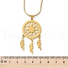 Bohemian 304 Stainless Steel Snowflake Woven Web/Net with Feather Pendant Necklaces NJEW-P327-07G-A-5