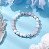 Natural Howlite & Cherry Blossom Jasper Round Beaded Stretch Bracelets BJEW-TA00528-01-2